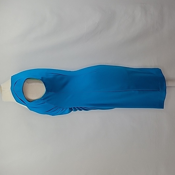 Calvin Klein Ruched Sheath Dress Turquoise Size 12 - Picture 5 of 13